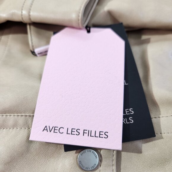 Avec Les Filles Faux Ever Leather Moto Jacket In Sahara New With Tags Women's S - Picture 14 of 16